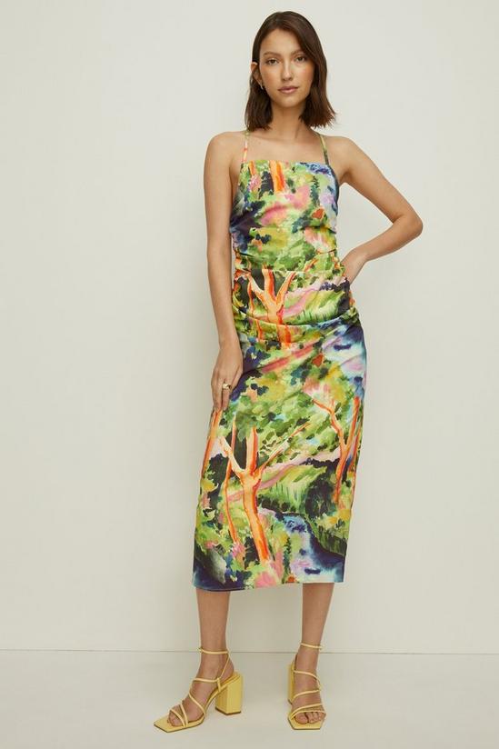 Oasis Rose Dufton Landscape Printed Ruched Dress 1