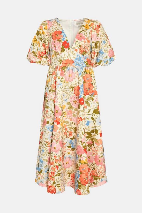 Oasis Petite Floral Scuba Puff Sleeve Midi Dress 4