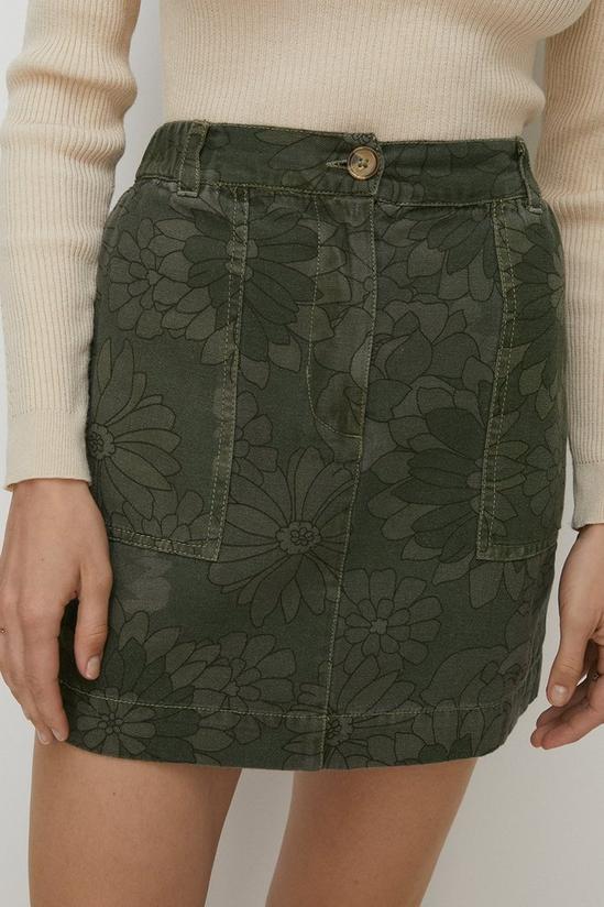 Oasis Floral Printed Canvas Utility Skirt 2
