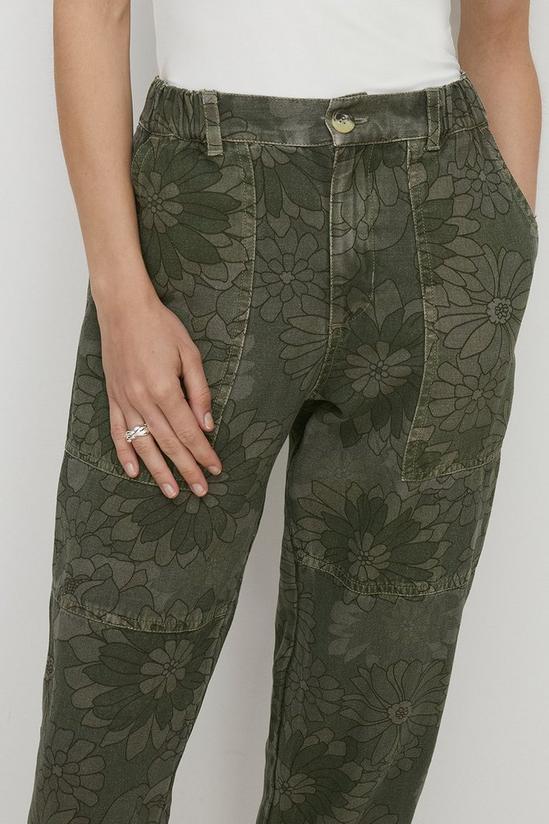 Oasis Floral Printed Canvas Utility Trouser 2