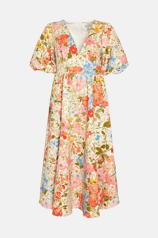 Oasis Floral Scuba Puff Sleeve Midi Dress 4