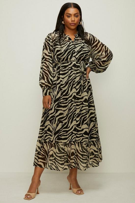 Oasis Plus Size Zebra Printed Belted Shirt Dress 1