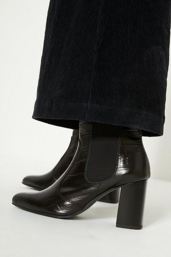 Oasis Leather Block Heel Croc Ankle Boot 1