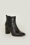 Oasis Leather Block Heel Croc Ankle Boot thumbnail 2