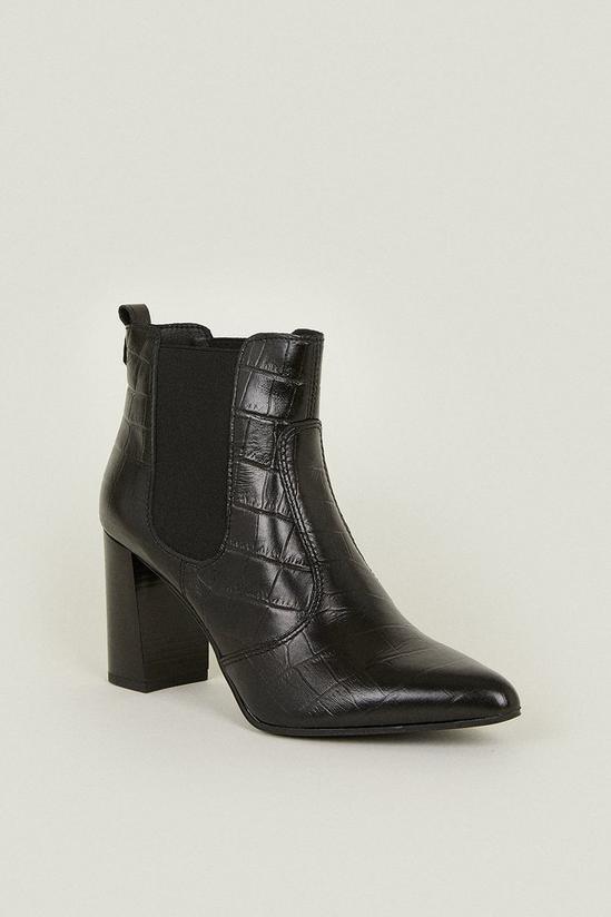Oasis Leather Block Heel Croc Ankle Boot 2