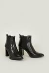 Oasis Leather Block Heel Croc Ankle Boot thumbnail 3