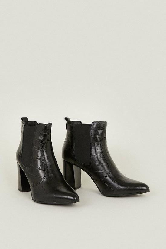 Oasis Leather Block Heel Croc Ankle Boot 3