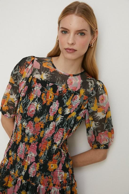 Oasis Floral Mesh Shirred Bodice Mini Dress 2