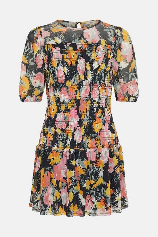 Oasis Floral Mesh Shirred Bodice Mini Dress 4