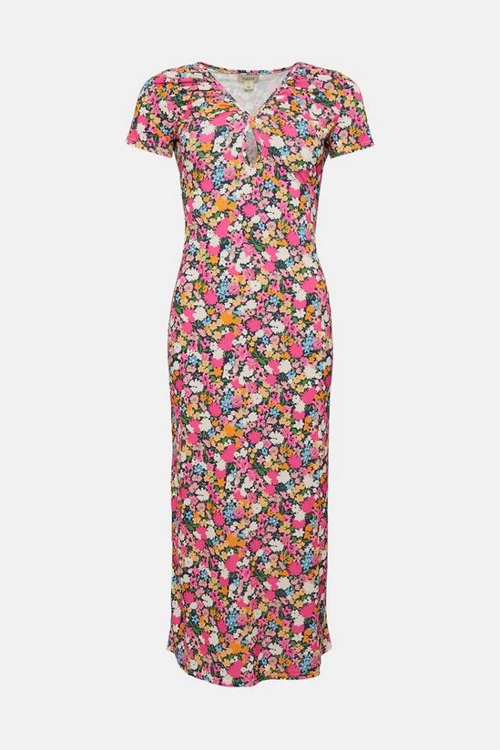 Oasis Slinky Jersey Floral Keyhole Front Midi Dress 4