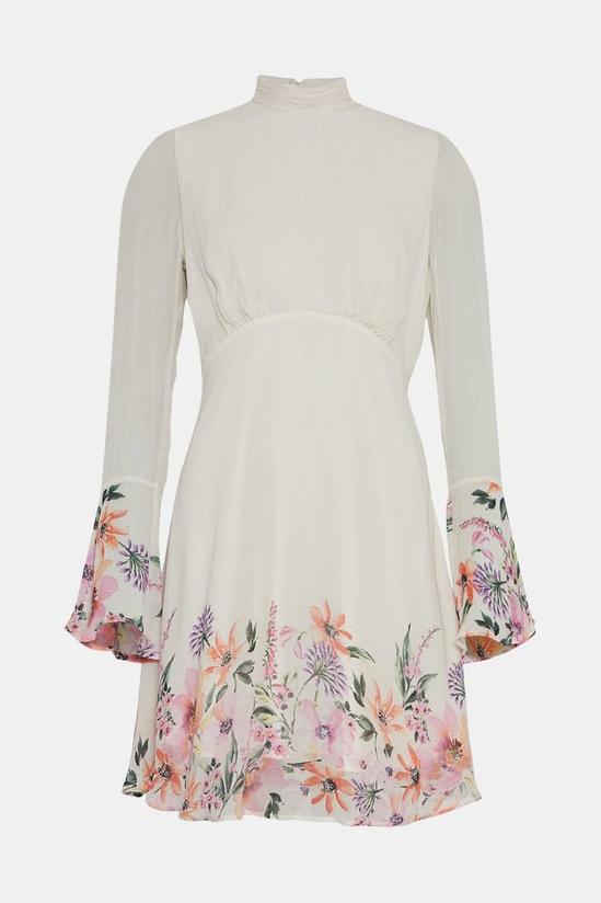 Oasis Rose Dufton Floral Flute Sleeve Mini Dress 4