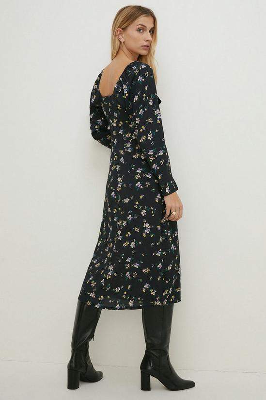 Oasis Petite Velvet Bow Ditsy Printed Midi Dress 3