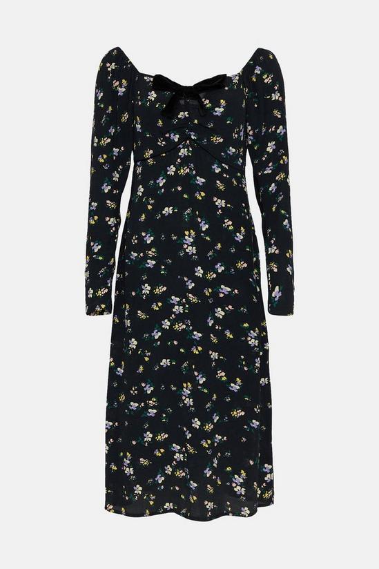 Oasis Petite Velvet Bow Ditsy Printed Midi Dress 4