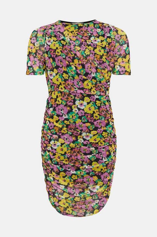 Oasis Floral Mesh Ruched Mini Dress 4