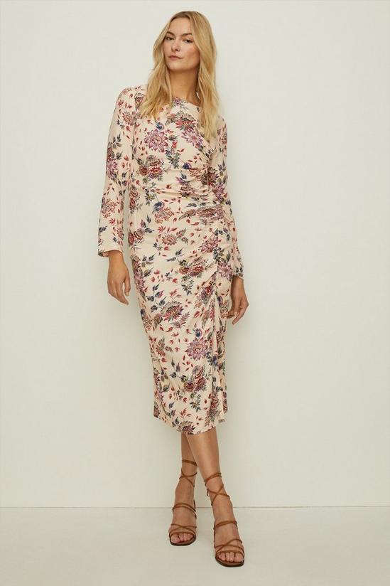 Oasis Paisley Printed Ruched Side Midi Dress 1