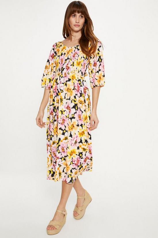 Oasis Floral Tie Back Crinkle Midi Dress 1