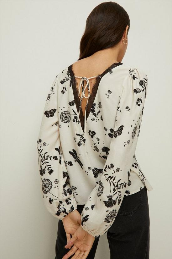 Oasis Dragon Fly Printed Lace Tie Back Top 3