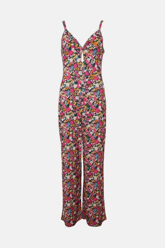 Oasis Slinky Floral Keyhole Front Tie Back Jumpsuit 4