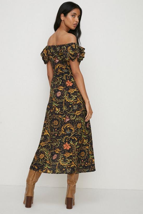 Oasis Printed Bardot Midi Dress 3