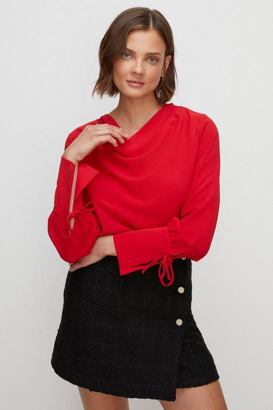 Oasis Cowl Neck Woven Crepe Top 1