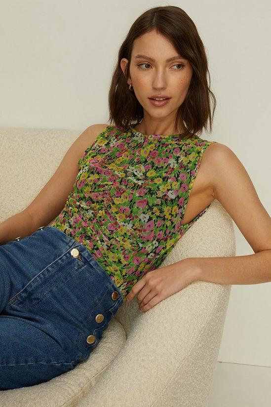 Oasis Floral Ruched Mesh Top 2