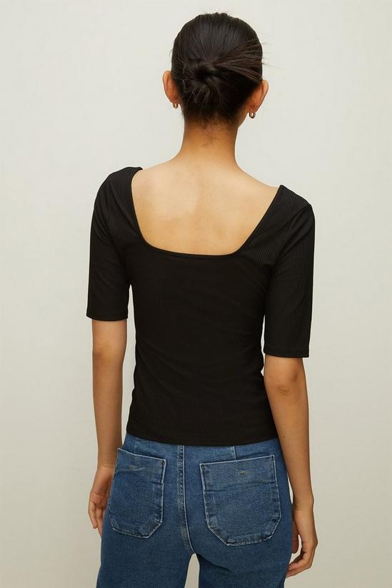 Oasis Rib Ruched Front Square Neck Top 3