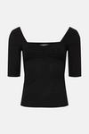 Oasis Rib Ruched Front Square Neck Top thumbnail 4