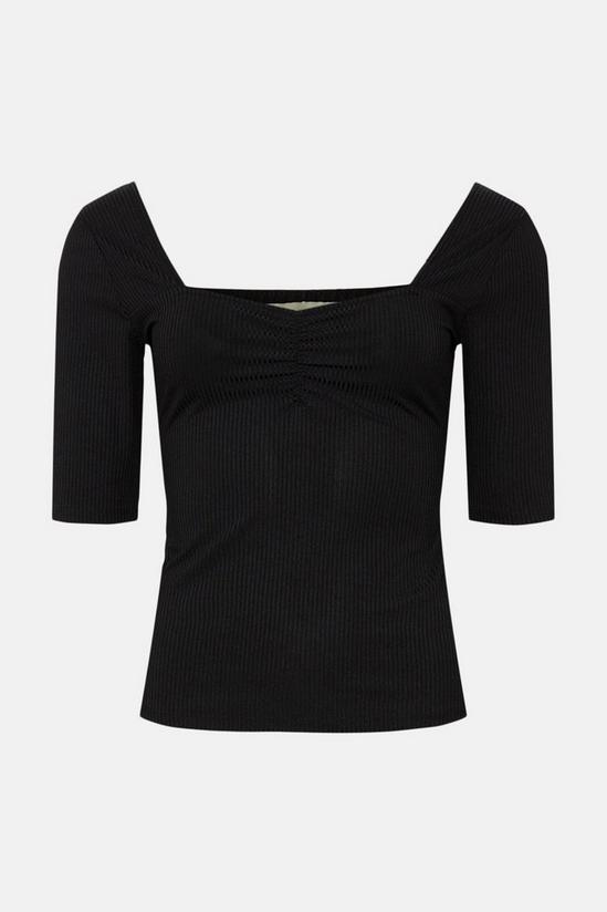 Oasis Rib Ruched Front Square Neck Top 4