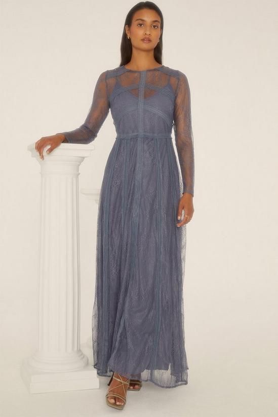 Oasis Petite Delicate Lace Long Sleeve Maxi Dress 1