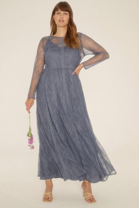 Oasis Plus Size Delicate Lace Long Sleeve Dress 1
