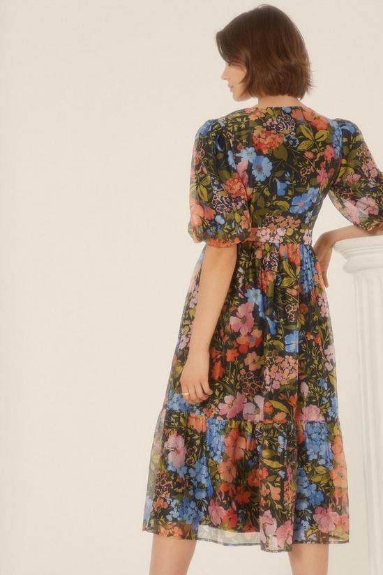 Oasis Floral Organza Wrap Midi Dress 3