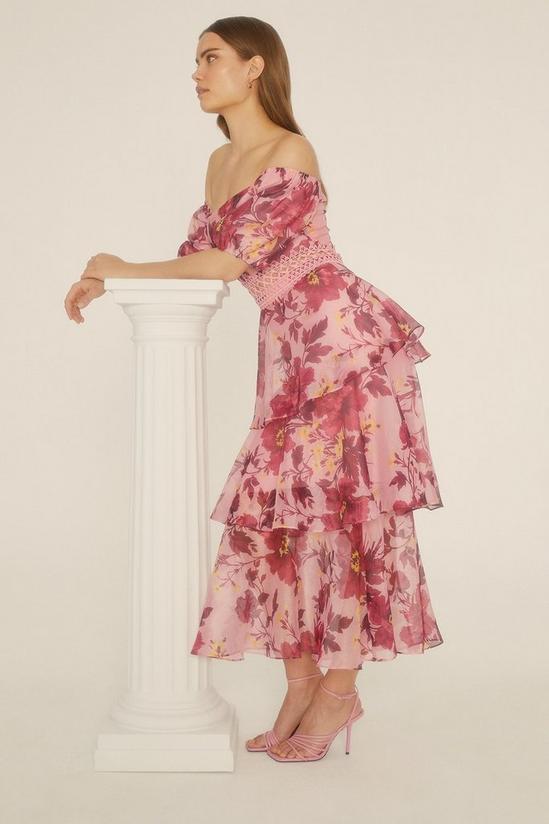 Oasis Lyanna Floral Organza Bardot Midi Dress 1