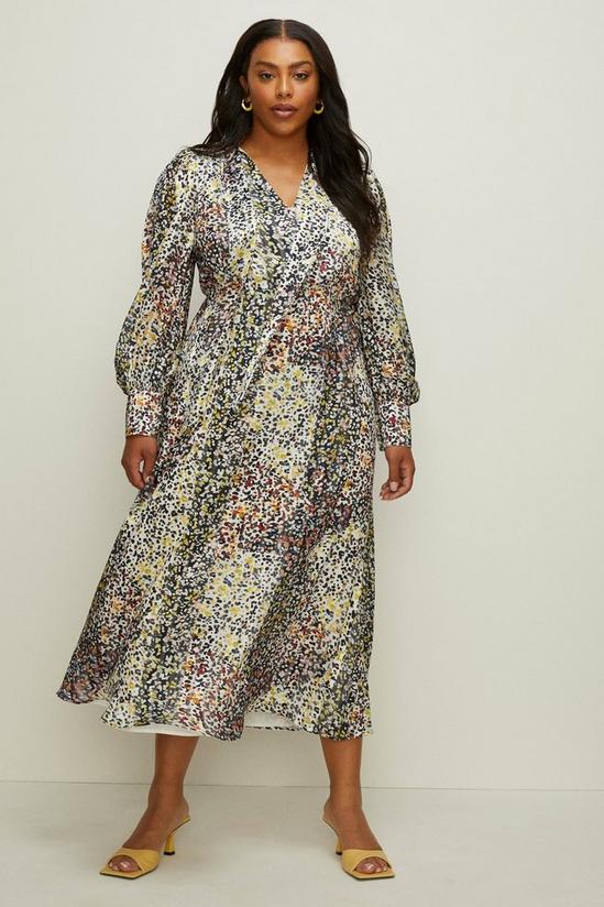 Oasis Plus Size Mixed Printed Pussybow Midi Dress 1