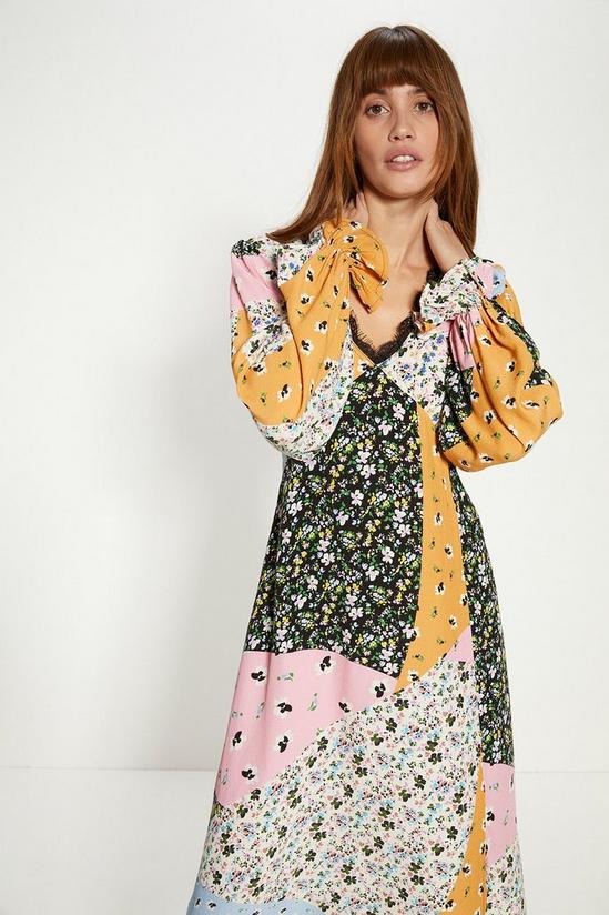 Oasis Lace Trim Patched Floral Print Midi Dress 2