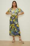 Oasis Slinky Jersey Floral Ruched Front Midi Dress thumbnail 1