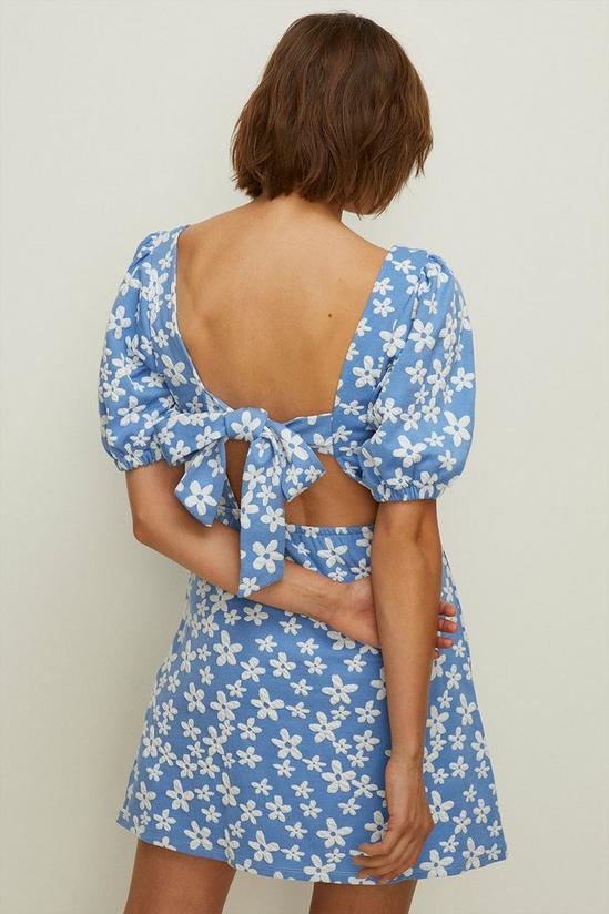 Oasis Floral Jacquard Tie Back Mini Dress 3