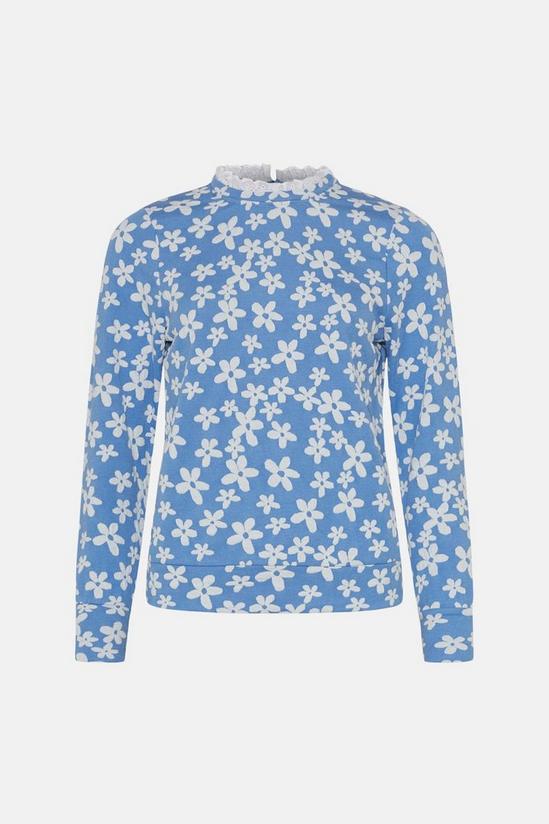 Oasis Floral Jacquard Broderie Collar Top 4