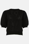 Oasis Zig Zag Pointelle Short Sleeve Knitted Jumper thumbnail 4