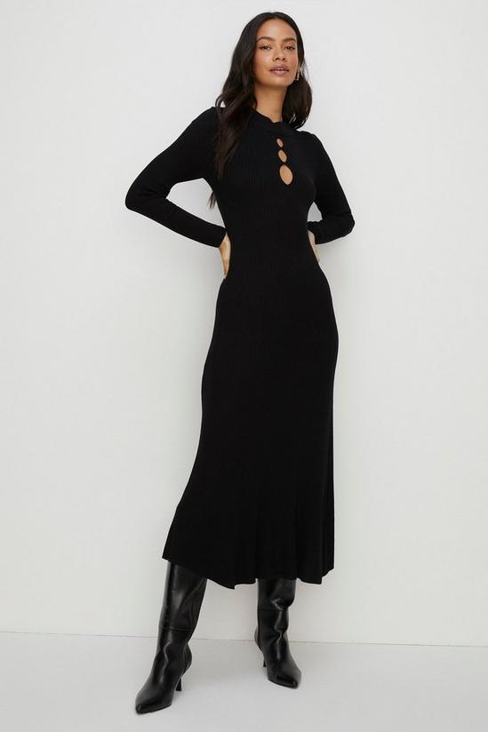 Oasis Keyhole Cut Out Ribbed Knit Maxi Dress 2