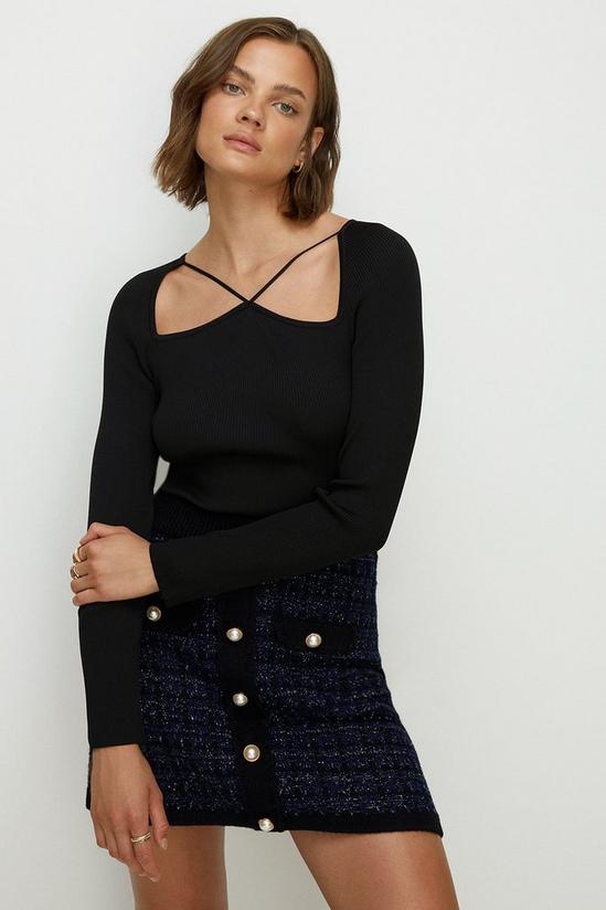 Oasis Premium Strappy Cut Out Rib Knit Top 1