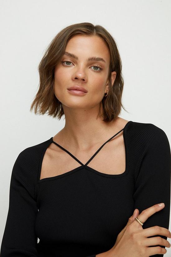 Oasis Premium Strappy Cut Out Rib Knit Top 2