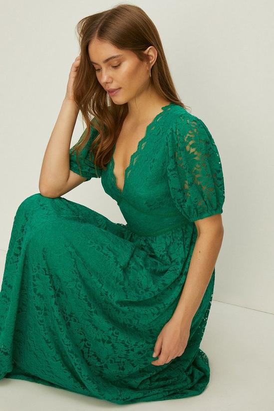 Oasis Lace Puff Sleeve V Neck Midaxi Dress 2