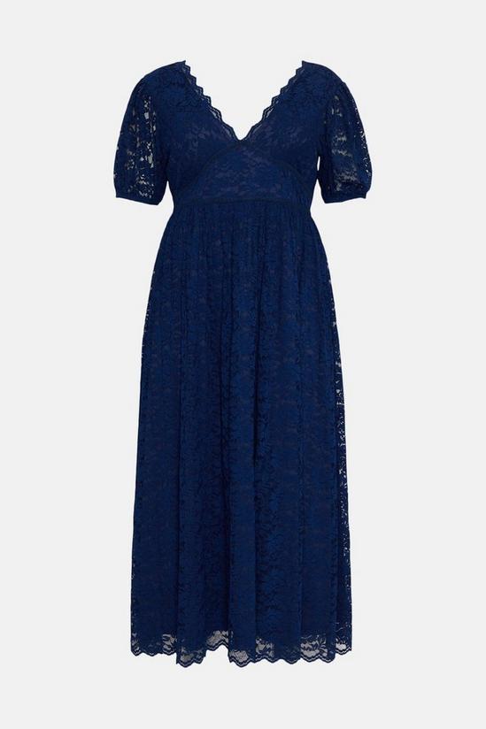 Oasis Curve Lace Puff Sleeve V Neck Midaxi Dress 4