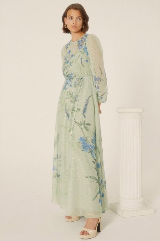 Oasis Petite Metallic Floral Placement Maxi Dress 1