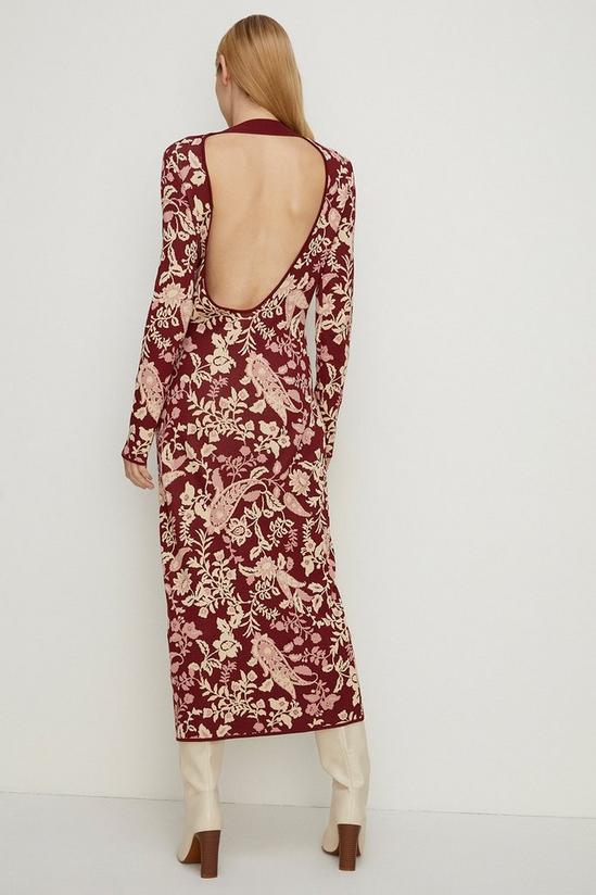 Oasis Paisley Jacquard Tie Back Knitted Midi Dress 3