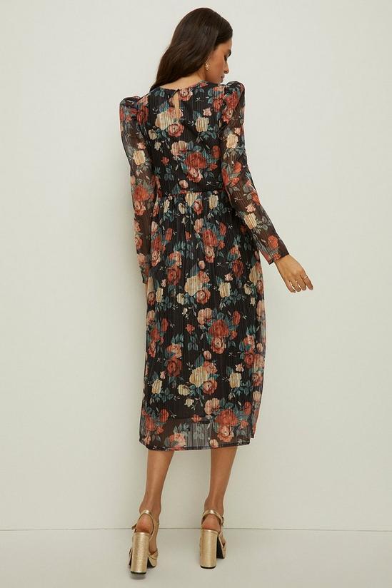Oasis Floral Jacquard Plisse Cross Front Midi Dress 3