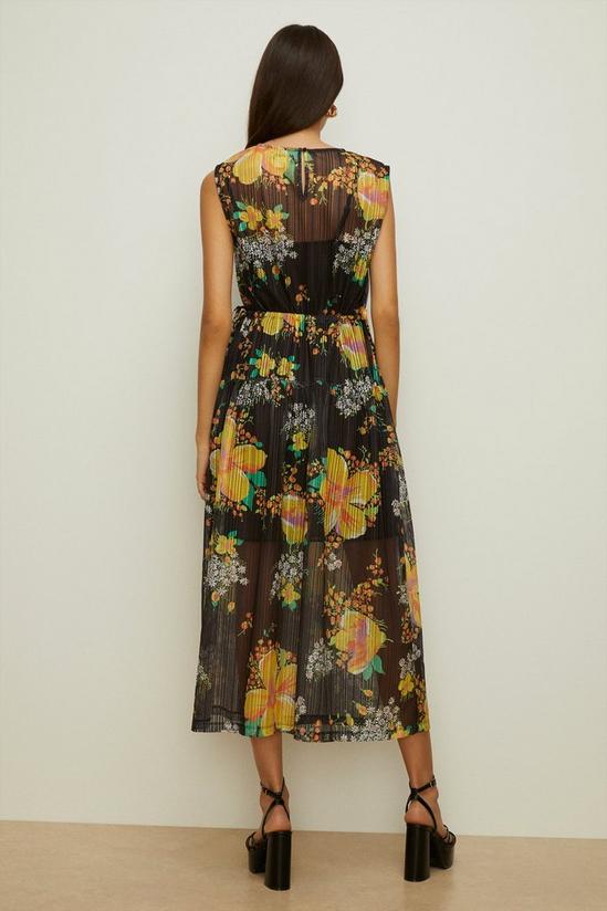 Oasis Floral Jacquard Plisse Tie Waist Midi Dress 3