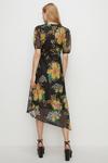 Oasis Floral Jacquard Plisse Wrap Midi Dress thumbnail 3