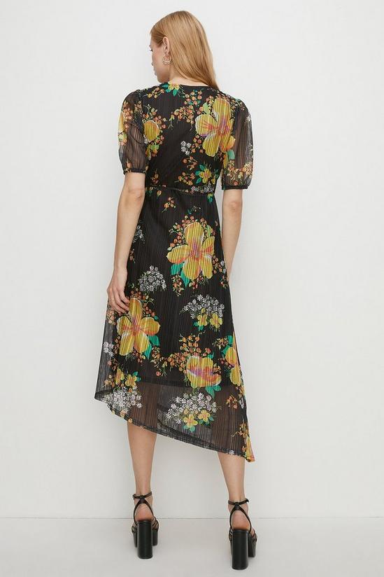 Oasis Floral Jacquard Plisse Wrap Midi Dress 3