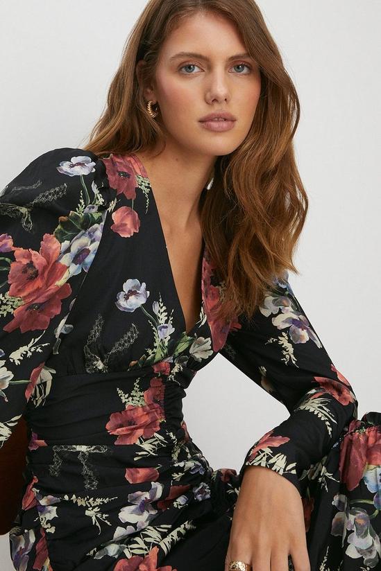 Oasis Floral All Over Ruched Midi Dress 2